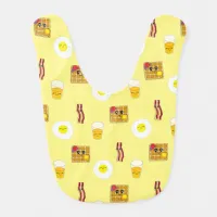 Cute Cartoon Fried Egg, Bacon and Waffles Baby Bib