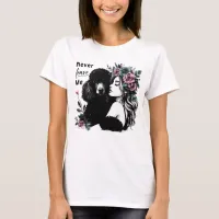 Woman Hugging Poodle With Flowers T-Shirt