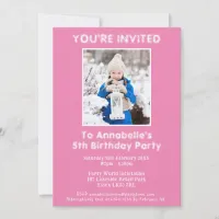 You're Invited Name And Photo Pink Birthday Party Invitation