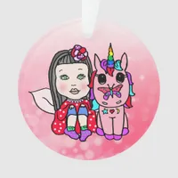 Pretty Fairy and Unicorn Christmas Ornament