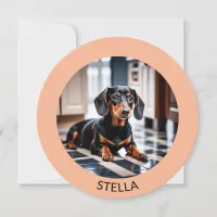 Your Dog Pet Photo Elegant Peach Round Flat Card