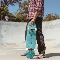 Deep Blue and Light Teal Mandala Skateboard