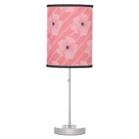 Pink Flowers And Stripes Table Lamp