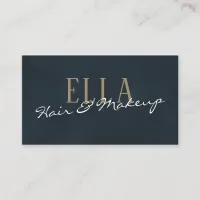 Stylish Blue Watercolor Hair Makeup Business Card