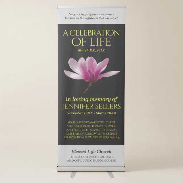 Purple Magnolia Celebration of Life Retractable Banner