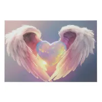 *~* Glow Opal Heart Angel Wings AP78  Faux Canvas Print