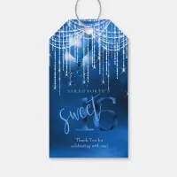 String Lights & Balloons Sweet 16 Dk Blue ID473 Gift Tags