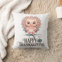 Cute Thanksgiving Turkey Throw Pillow