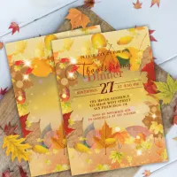 Faded Autumn Leaves Border Thanksgiving Dinner Invitation