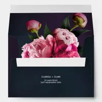 Bold Bright Pink Peonies Wedding Envelope