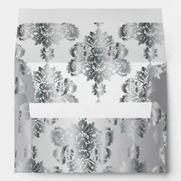 Luxurious Metallic Silver Damask Pattern Envelope