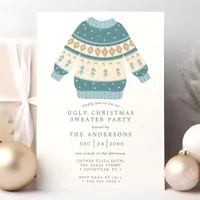 Blue Tacky Ugly Christmas Sweater Party Invitation