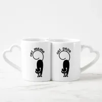 Cat Mama & Cat Papa Black and White Vintage Coffee Mug Set