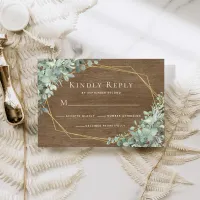 Eucalyptus Greenery Rustic Wood Geometric Wedding RSVP Card