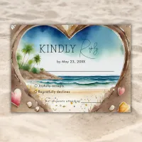 Watercolor Beach Ocean Tropical Wedding RSVP Card