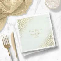 Geometric Wedding Party Supplies Gold/Mint ID477 Paper Napkins