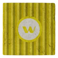 Rustic Yellow Striped Stone Trivet with Monogram