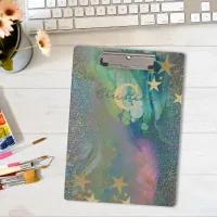 Abstract Starry Glitter Liquid Name And Initial  Clipboard