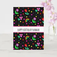 Personalized Butterfly Flowers Happy Birthday  Card