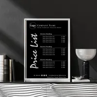 Simple Minimalist black and White Price List Poster