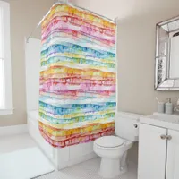 Red, Blue, Yellow Abstract Watercolor Layers Shower Curtain