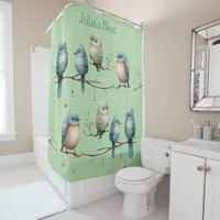 Whimsical Birds on Branches Timeless Elegance Shower Curtain