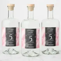Elegant 5th Rose Quartz Wedding Anniversary Liquor Bottle Label