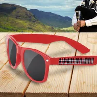 Tartan Plaid Red White Blue Check Patterned Sides Sunglasses