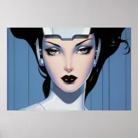 The Face of a Cyborg airbrush painting Poster