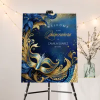 Masquerade Quinceañera Welcome Blue Gold ID1031 Foam Board