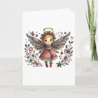  Whimsical Christmas Angel with Multi-color Wings Card