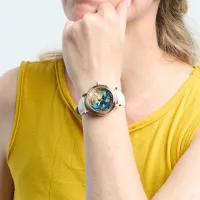 Serene Blue Bird Perched on Stained Glass Watch