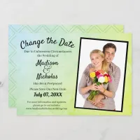 Change the Date Add Photo Wedding Green Parchment Save The Date