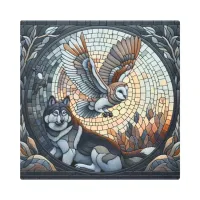 Owl and Wolf Mosaic Ai Art