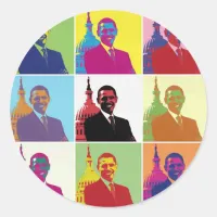 President Obama Pop Art Classic Round Sticker
