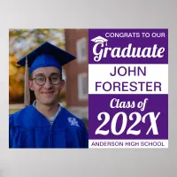 18" x 24" Photo Graduation Purple Paper Poster