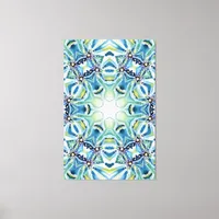 Chic Artistic Mandala Artwork in Aqua Colors Canvas Print