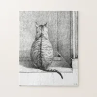 Sitting Cat From Behind by Jean Bernard (1812)  Jigsaw Puzzle