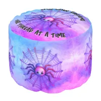 Cute Spider Inspirational Quote Monogram on purple Pouf