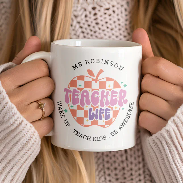 Teacher Life Wake Teach School Personalized Name C Coffee Mug