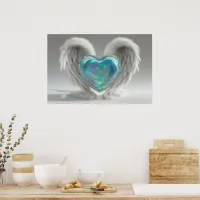 *~*~  Heart Angel Wings  AP78 Teal Opal Poster