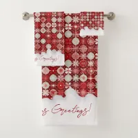 Red White Christmas Candy Pattern#13 ID1009 Bath Towel Set