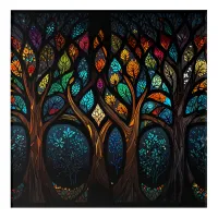 Colorful Mosaic Stained Glass Tree effect design Acrylic Print