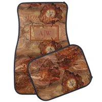 Abstract Art Terracotta Brown Monogram Car Floor Mat