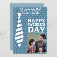 Instagram Photo Tie LT Blue Dots Fathers Day Card