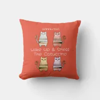 cute cats for cat lovers and coffee lovers throw pillow