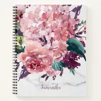 Vintage Marble Girly Pink Watercolor Floral Notebook