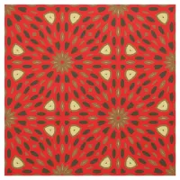 Oriental Mosaic Red Geometric Pattern Fabric