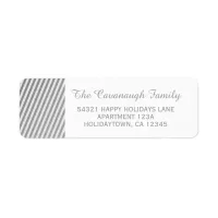 Elegant Modern Christmas Silver Foil Stripes Label