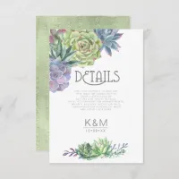 Succulents and Sparkle Details Insert Green ID515 Invitation